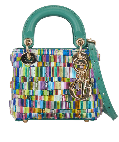 Micro Lady Dior Minjung Kim Beaded Teal, front view